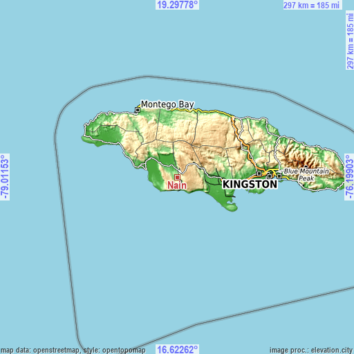 Topographic map of Nain