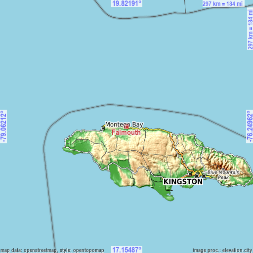 Topographic map of Falmouth