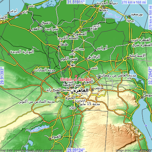 Topographic map of Shibīn al Qanāṭir