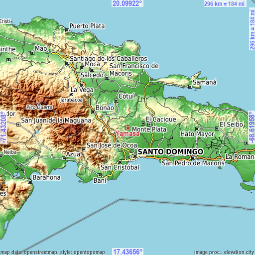 Topographic map of Yamasá