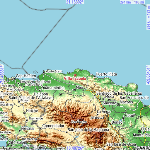 Topographic map of Villa Isabela