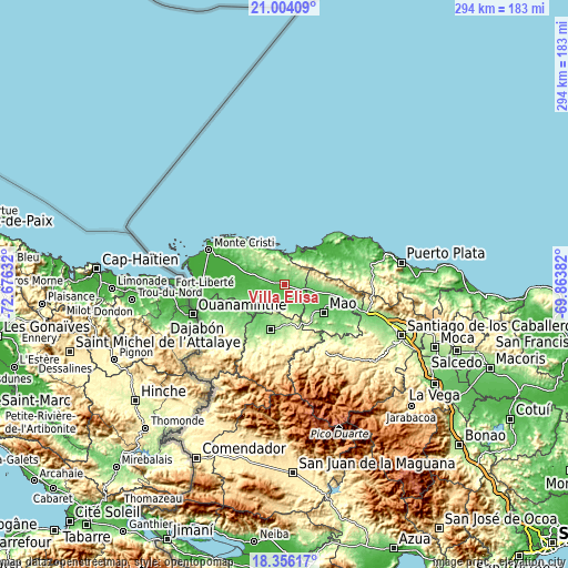 Topographic map of Villa Elisa