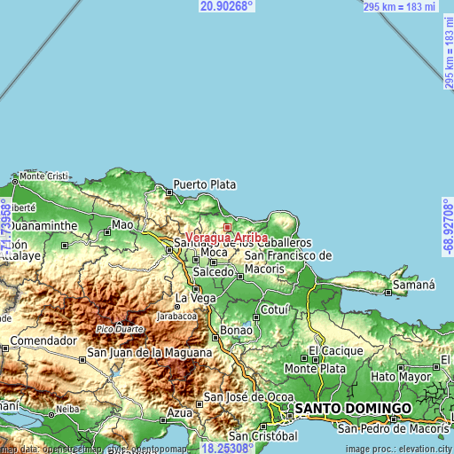 Topographic map of Veragua Arriba