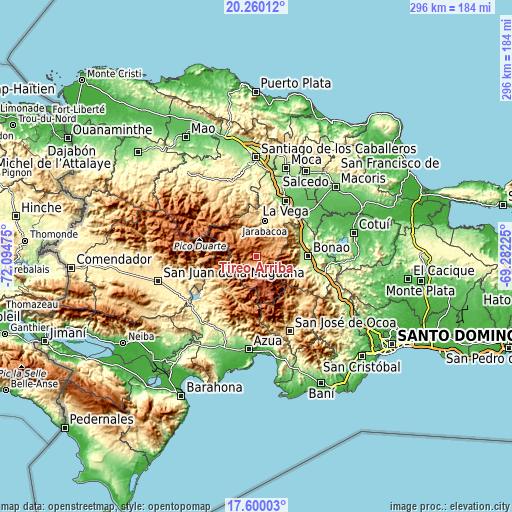Topographic map of Tireo Arriba