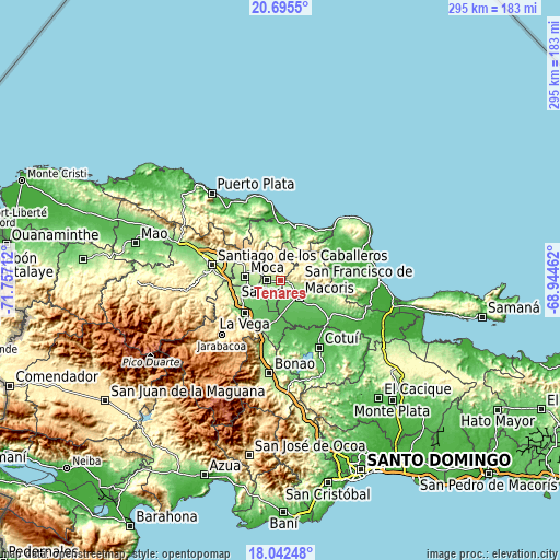 Topographic map of Tenares