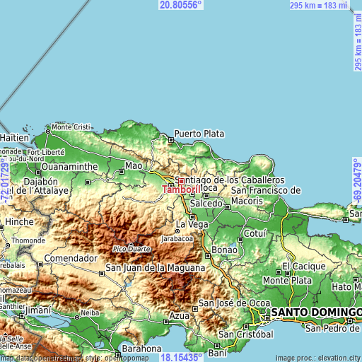 Topographic map of Tamboril