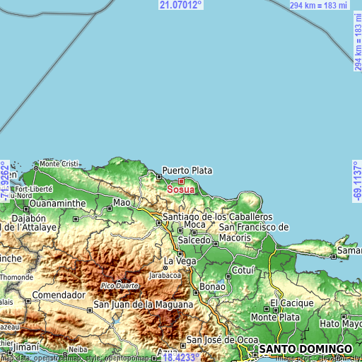 Topographic map of Sosúa