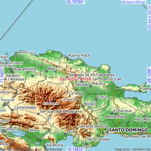 Topographic map of San Víctor Arriba