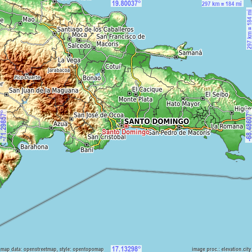 Topographic map of Santo Domingo