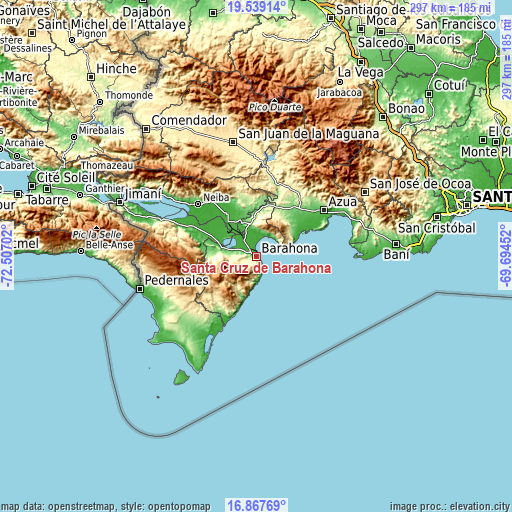 Topographic map of Santa Cruz de Barahona