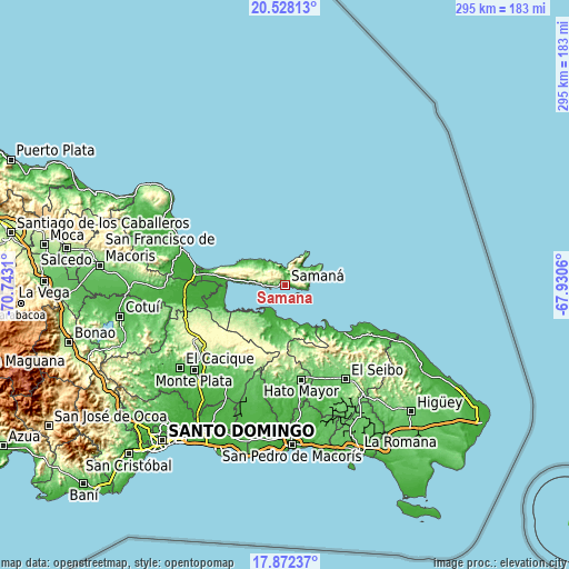 Topographic map of Samaná