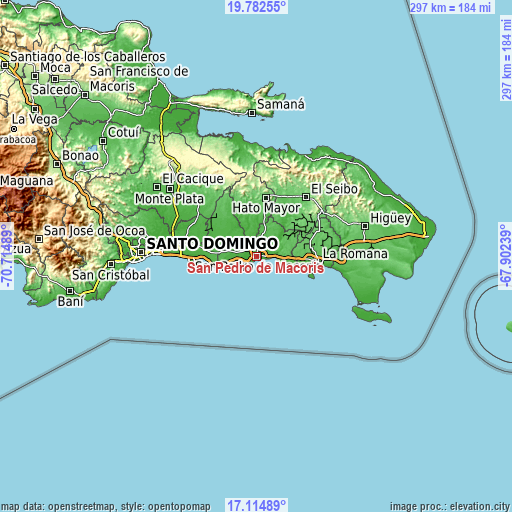 Topographic map of San Pedro de Macorís