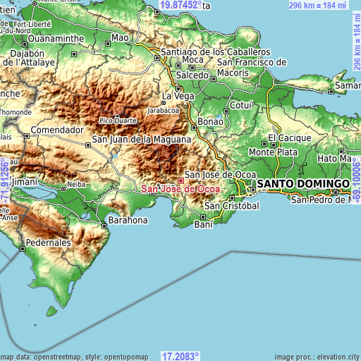 Topographic map of San José de Ocoa