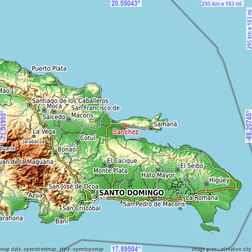 Topographic map of Sánchez