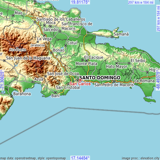 Topographic map of San Carlos