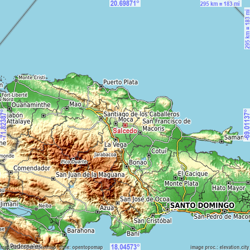 Topographic map of Salcedo
