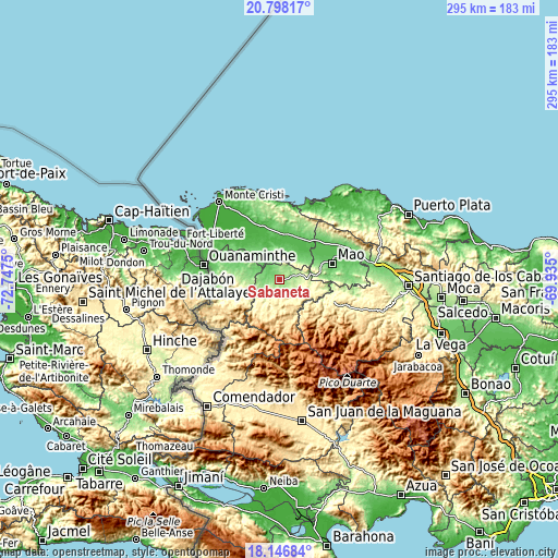 Topographic map of Sabaneta