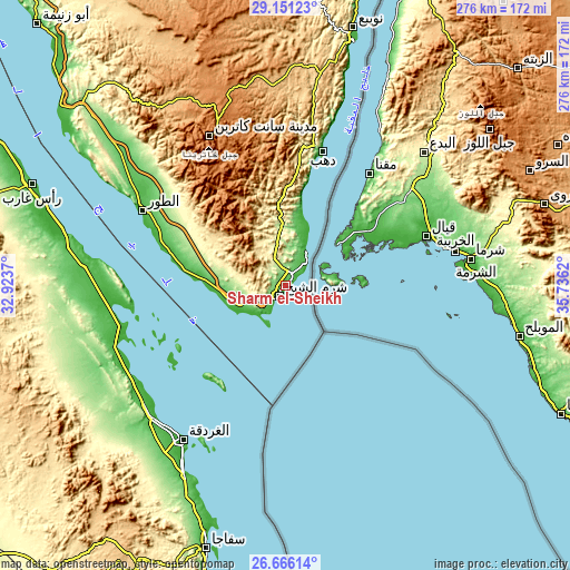 Topographic map of Sharm el-Sheikh