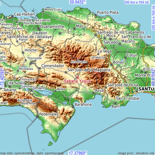 Topographic map of Sabana Yegua