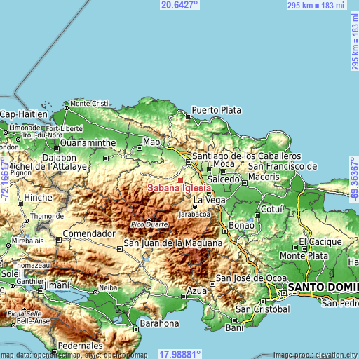 Topographic map of Sabana Iglesia