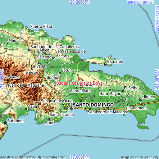 Topographic map of Sabana Grande de Boyá
