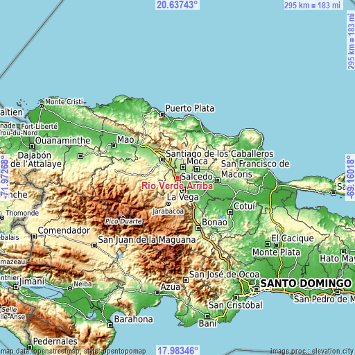 Topographic map of Río Verde Arriba
