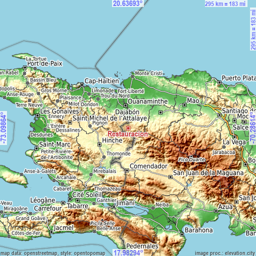 Topographic map of Restauración