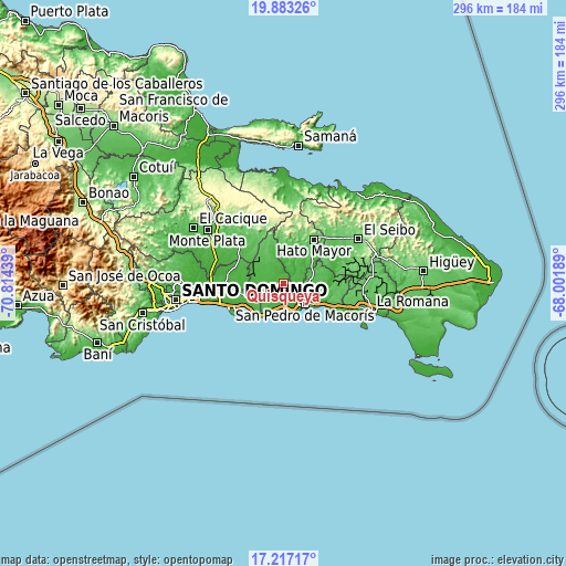 Topographic map of Quisqueya