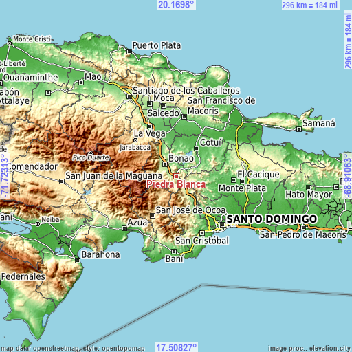 Topographic map of Piedra Blanca