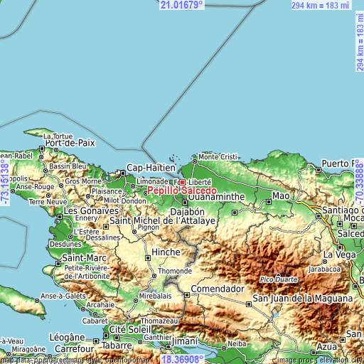 Topographic map of Pepillo Salcedo