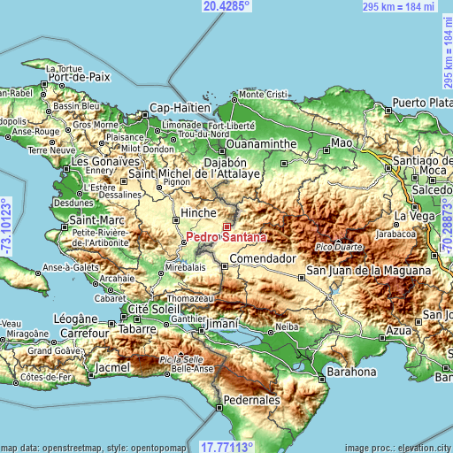 Topographic map of Pedro Santana