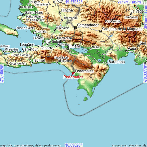 Topographic map of Pedernales