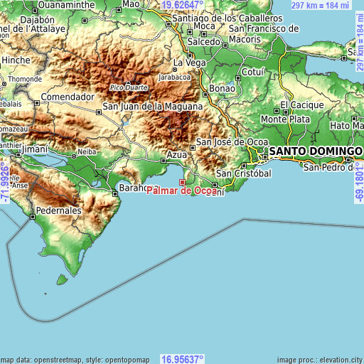 Topographic map of Palmar de Ocoa