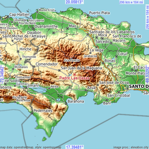 Topographic map of Padre Las Casas