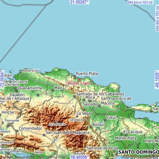 Topographic map of Monte Llano
