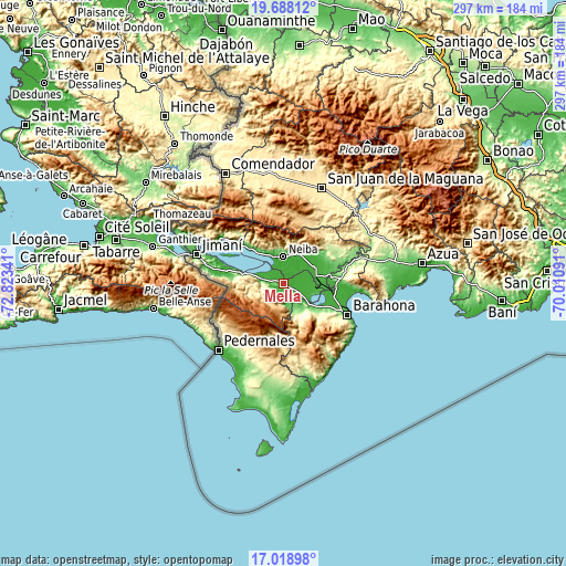 Topographic map of Mella