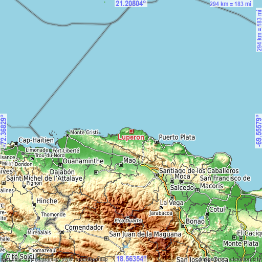 Topographic map of Luperón