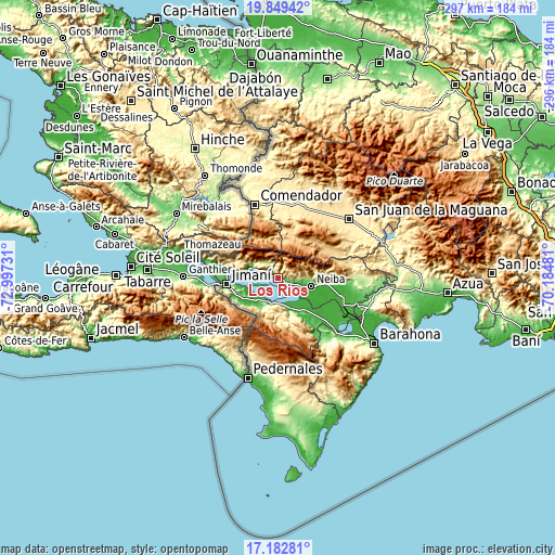 Topographic map of Los Ríos