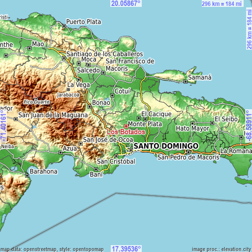 Topographic map of Los Botados