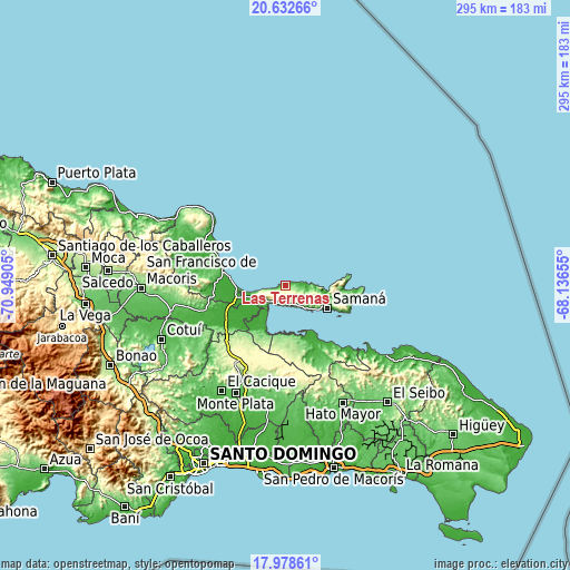 Topographic map of Las Terrenas