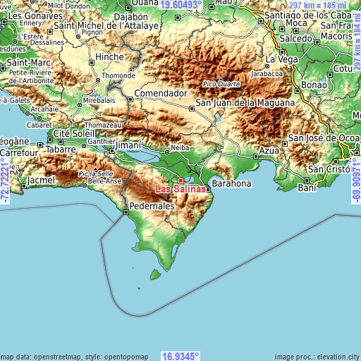 Topographic map of Las Salinas