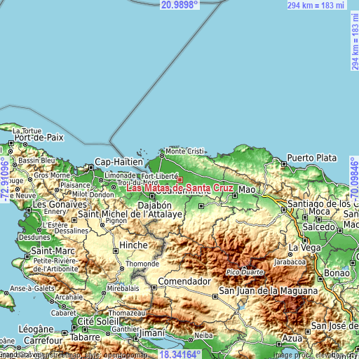 Topographic map of Las Matas de Santa Cruz