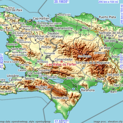 Topographic map of Las Matas de Farfán
