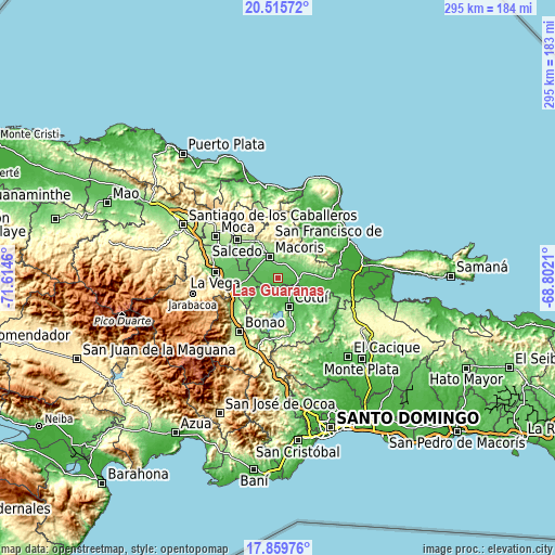 Topographic map of Las Guáranas