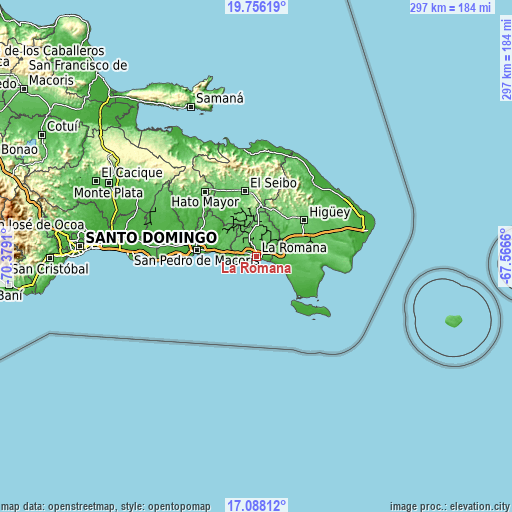 Topographic map of La Romana