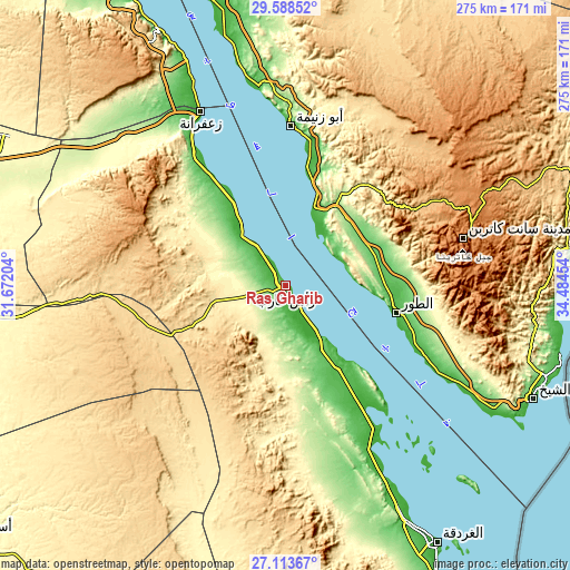 Topographic map of Ras Gharib