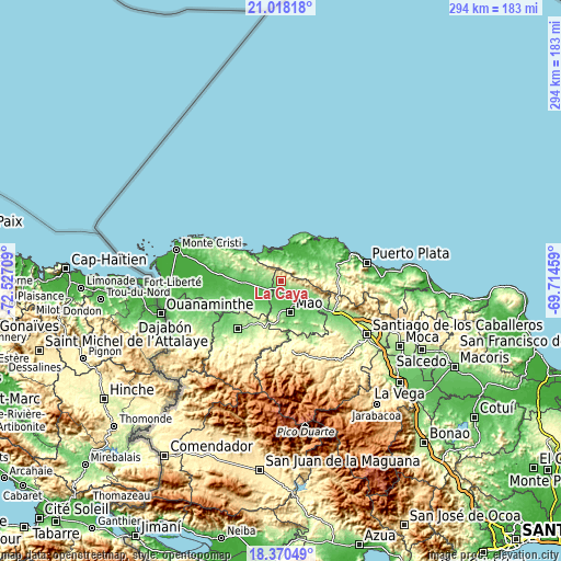 Topographic map of La Caya