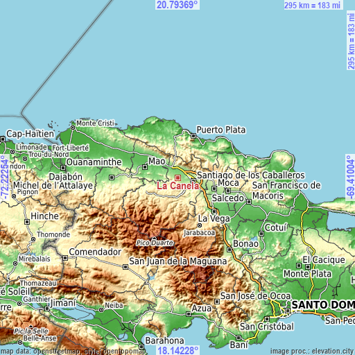 Topographic map of La Canela