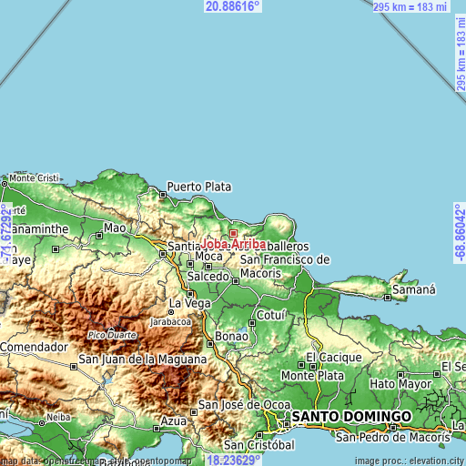 Topographic map of Joba Arriba