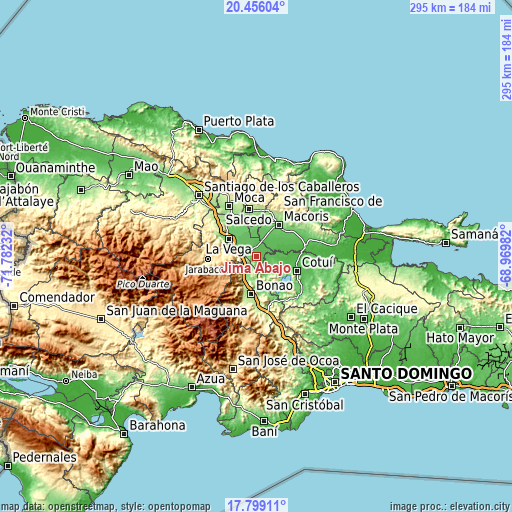 Topographic map of Jima Abajo
